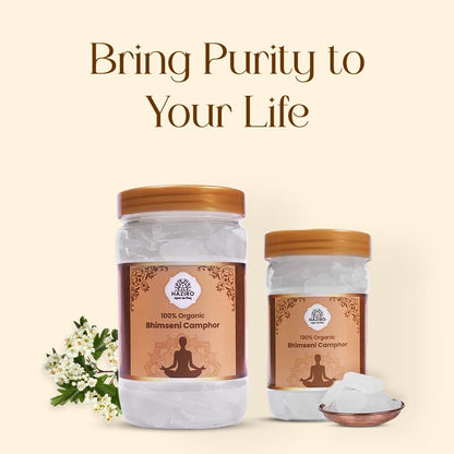 Haziro Bhimseni Pure Organic and Original Bhimseni Camphor/Kapoor Container  100 Gram