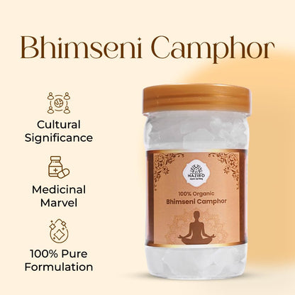 Haziro Bhimseni Pure Organic and Original Bhimseni Camphor/Kapoor Container  100 Gram