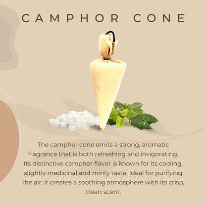 Haziro Camphor Hanging Camphor cone - Pack of 1| 100% Organic | Natural Air Freshener with Long-Lasting Fragrance for Room, Car, Cupboard, and Bathroom/toilet
