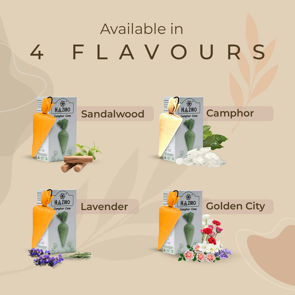 Haziro Camphor Hanging Camphor cone - Pack of 1| 100% Organic | Natural Air Freshener with Long-Lasting Fragrance for Room, Car, Cupboard, and Bathroom/toilet