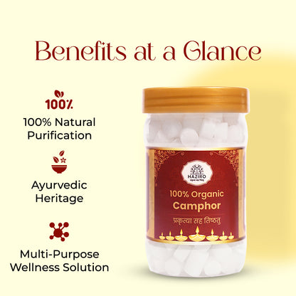 Haziro Pure Teblet Camphor Container (100g x 1 Jar) 100% Pure Kapoor/Camphor Tablets 100gm