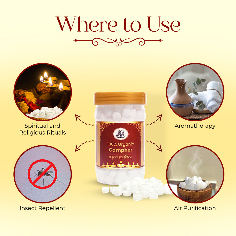 Haziro Pure Teblet Camphor Container (100g x 1 Jar) 100% Pure Kapoor/Camphor Tablets 100gm