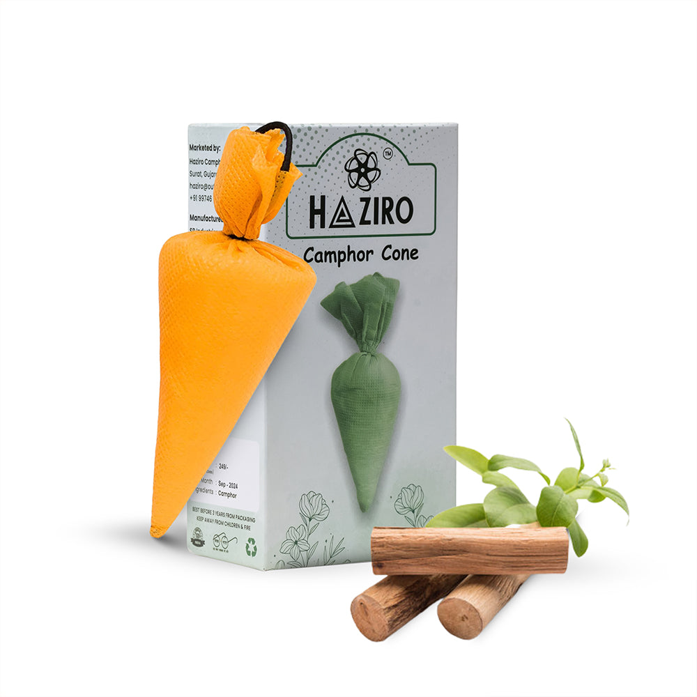 Haziro Camphor Cone (Sandalwood) Pack Of 1-100% Organic | Air Freshener For Car, Wardrobe, Office Cabin's, Drawers, Travel Bag & Bathroom/toilet