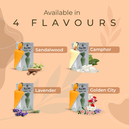 Haziro Camphor Cone (Sandalwood) Pack Of 1-100% Organic | Air Freshener For Car, Wardrobe, Office Cabin's, Drawers, Travel Bag & Bathroom/toilet