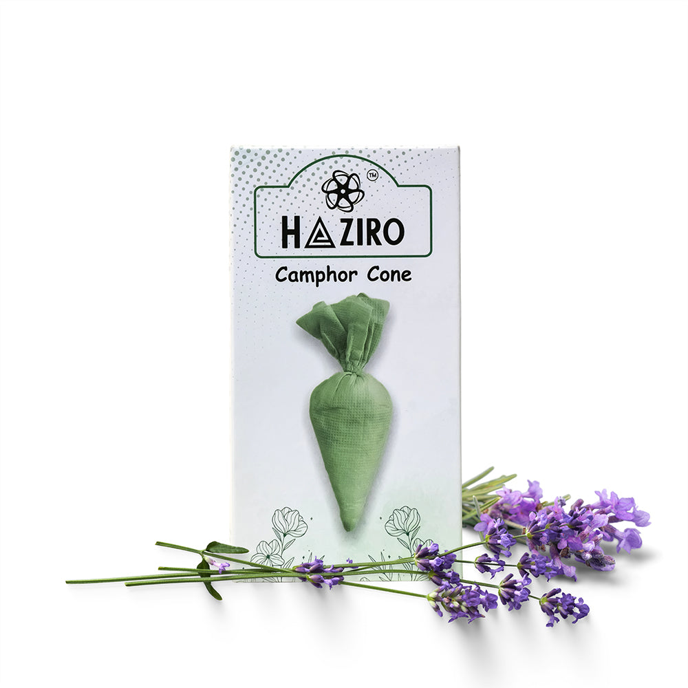 Haziro Camphor Cone (Lavender) Pack Of 1-100% Organic | Air Freshener For Car, Wardrobe, Office Cabin's, Drawers, Travel Bag & Bathroom/toilet