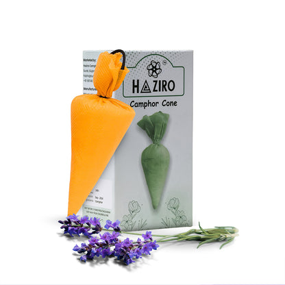 Haziro Camphor Cone (Lavender) Pack Of 1-100% Organic | Air Freshener For Car, Wardrobe, Office Cabin's, Drawers, Travel Bag & Bathroom/toilet