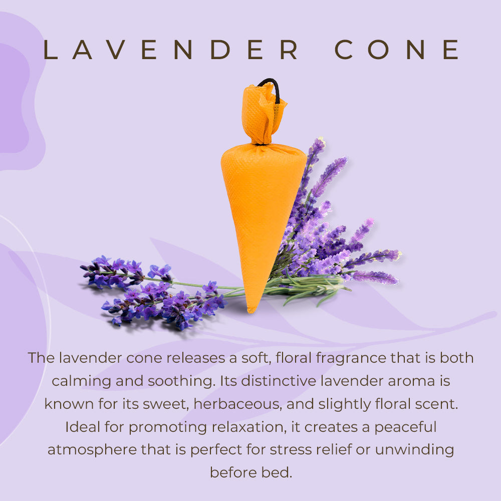 Haziro Camphor Cone (Lavender) Pack Of 1-100% Organic | Air Freshener For Car, Wardrobe, Office Cabin's, Drawers, Travel Bag & Bathroom/toilet
